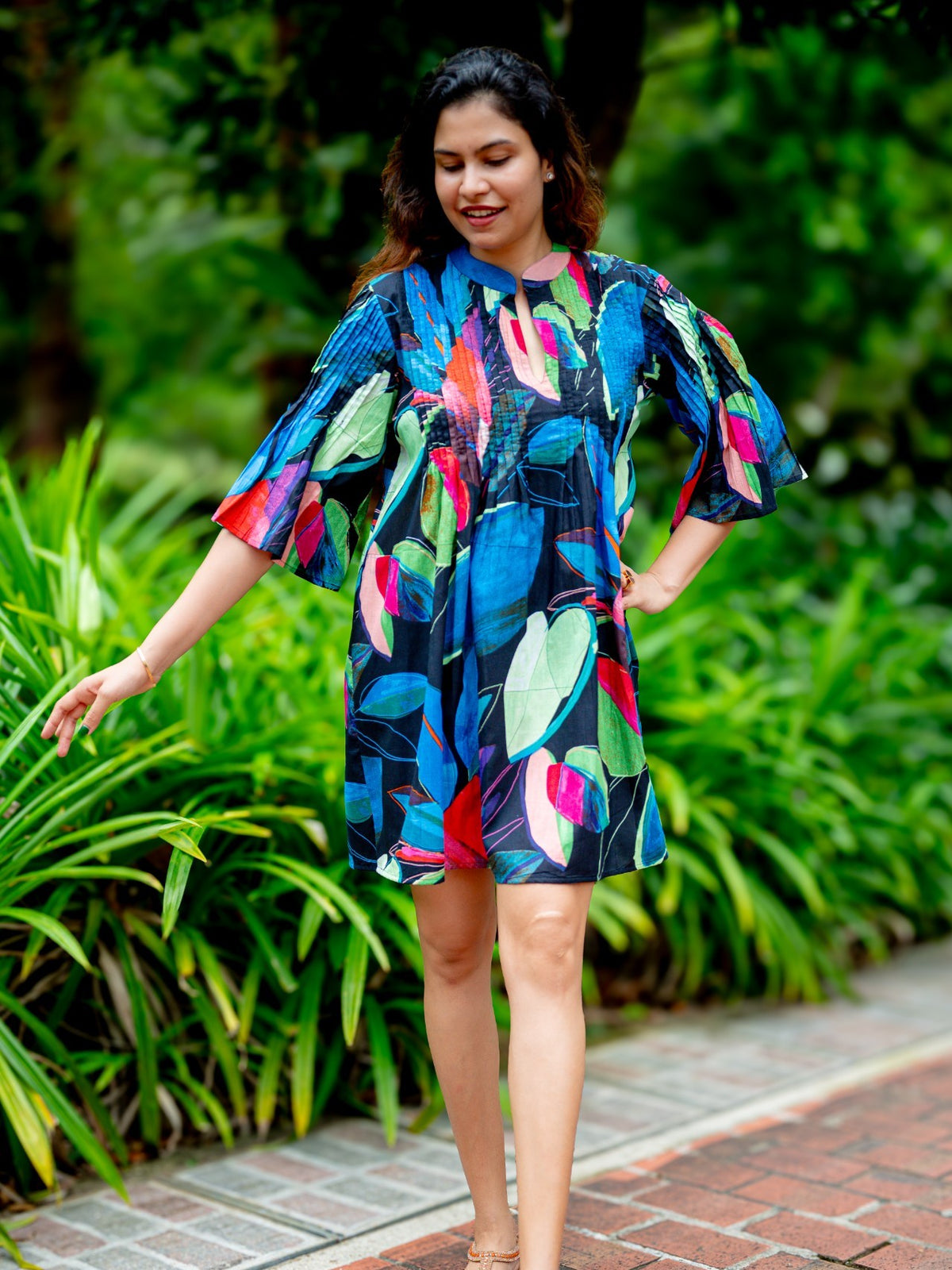Kyra Breezy Pintuck Dress in Black