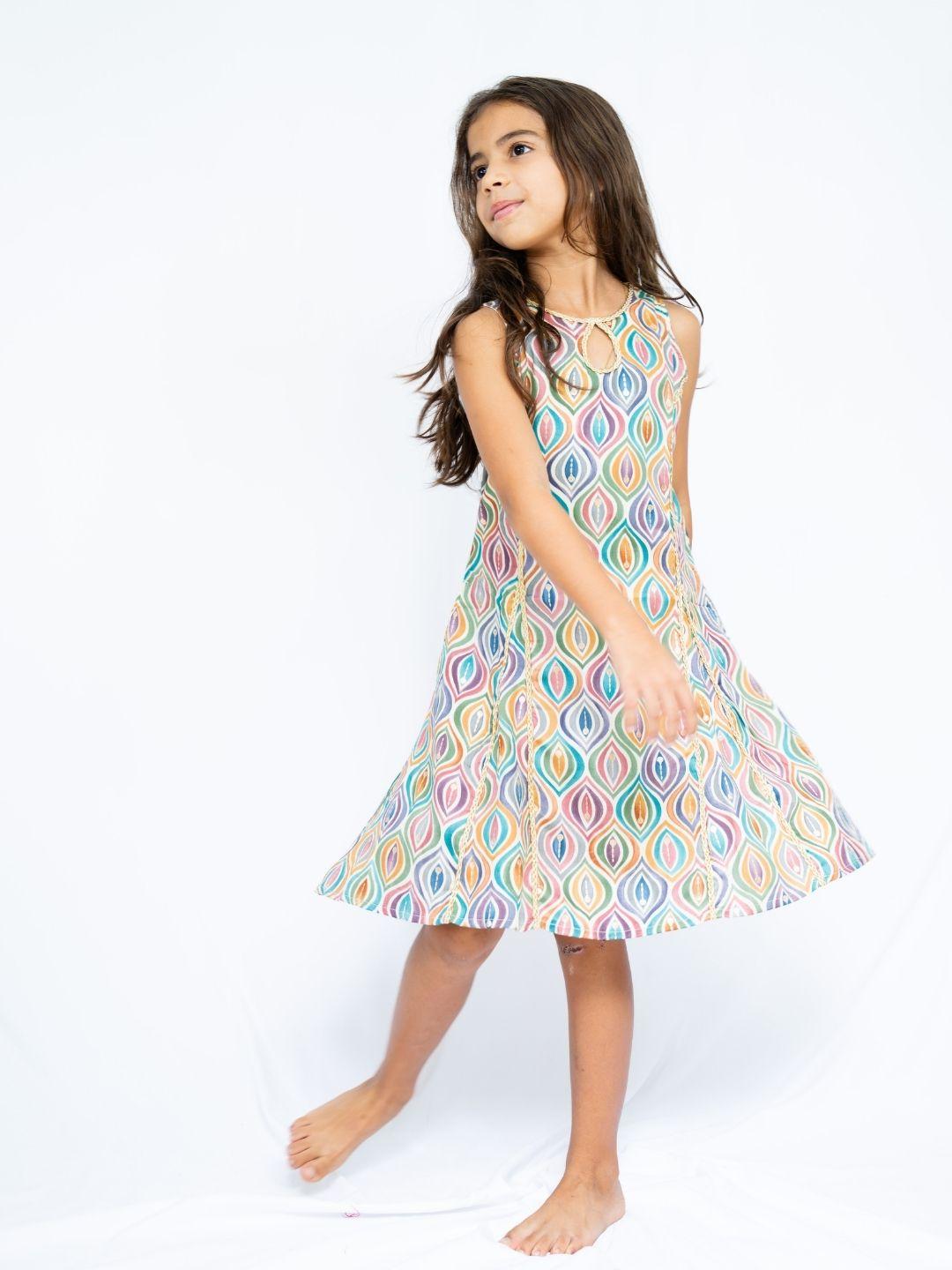 Neera Sapphire Girls Lace Kurti Palazzo Set – Ice Cool Cotton with Pearl-Drop Neckline & Gota Lace