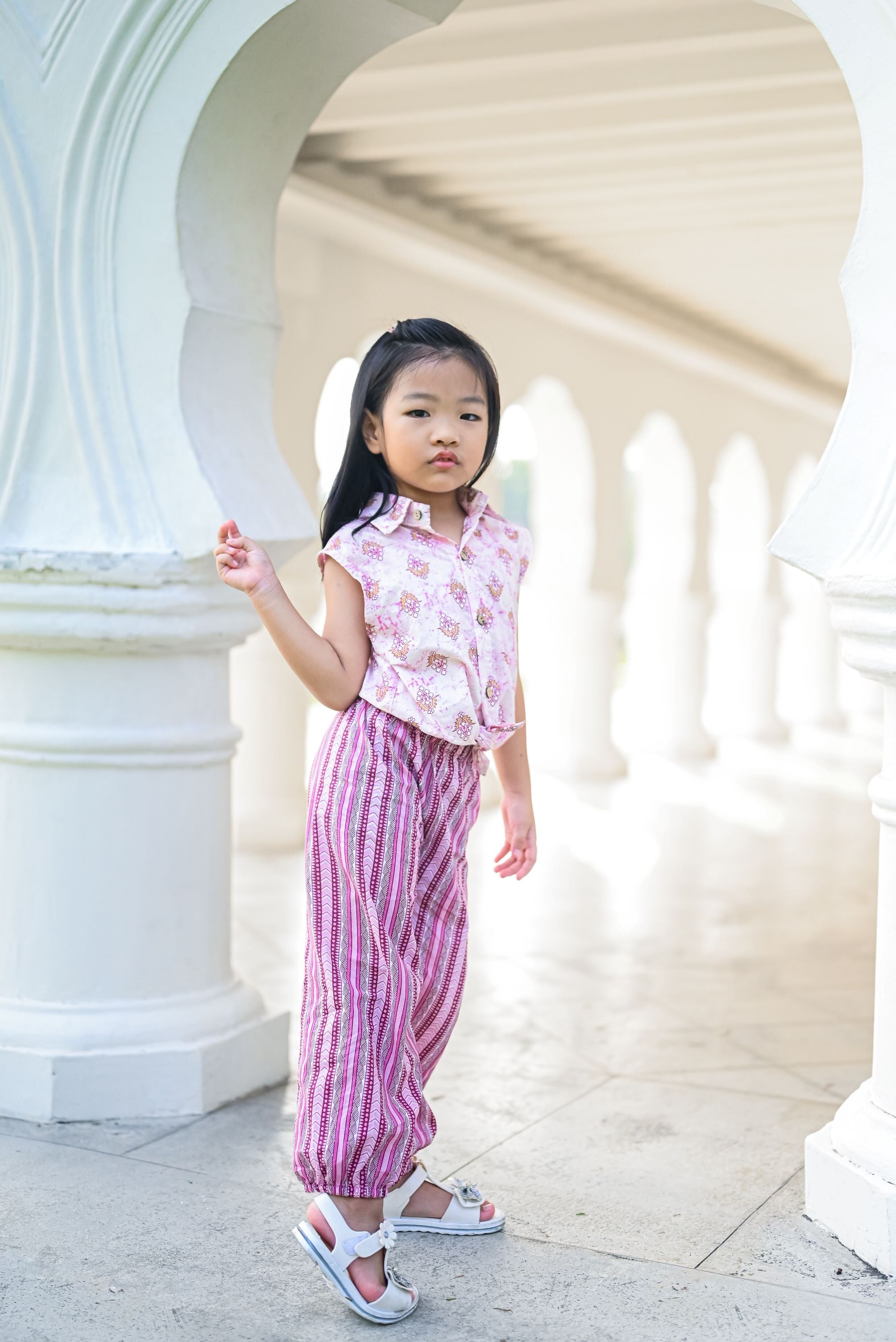 Nimbu Berry Purple Sleeveless Shirt & Bohemian Pants Set for girls | kids Fashion | The Green Collective SG