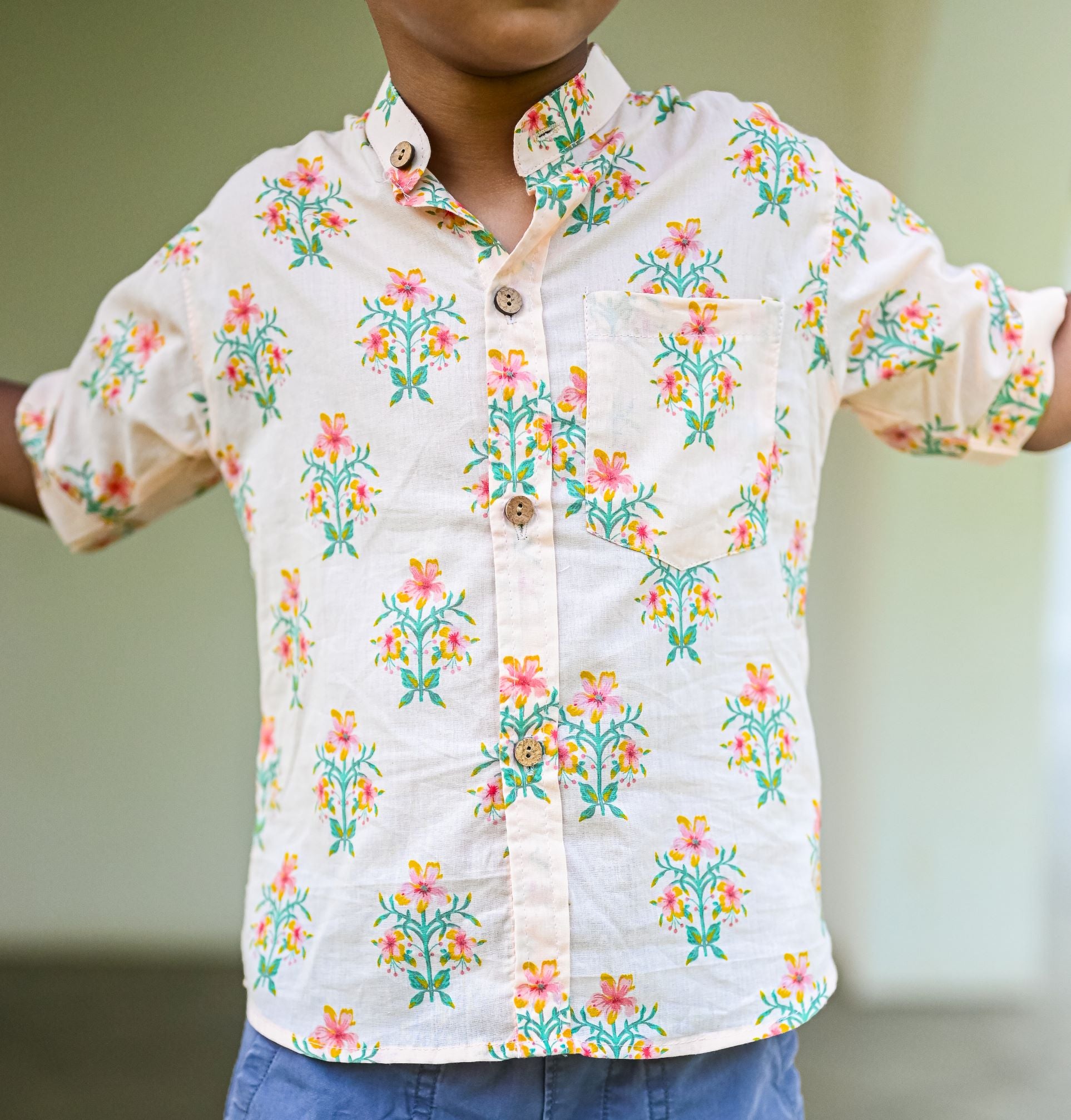 Nimbu Floral Unisex Shirt | kids Fashion | The Green Collective SG
