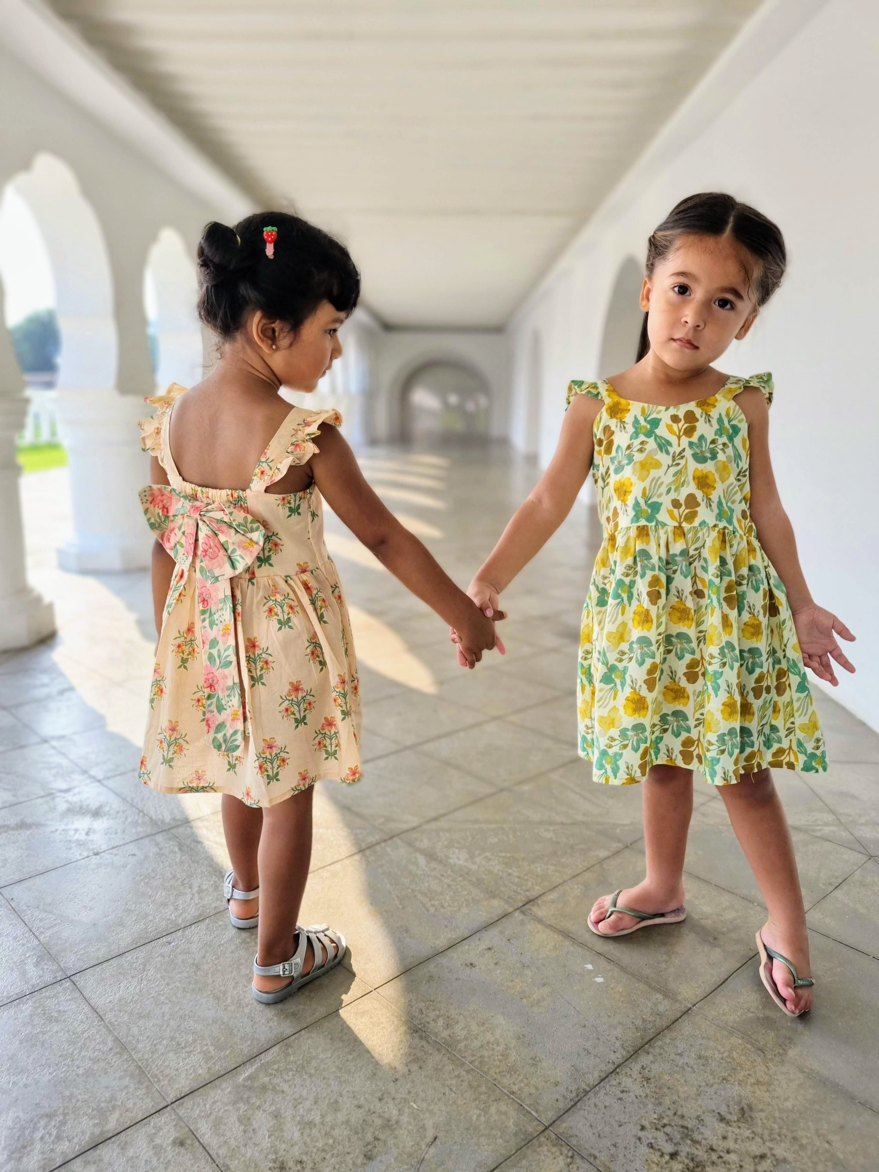Nimbu Floral Frock Dress | kids Fashion | The Green Collective SG
