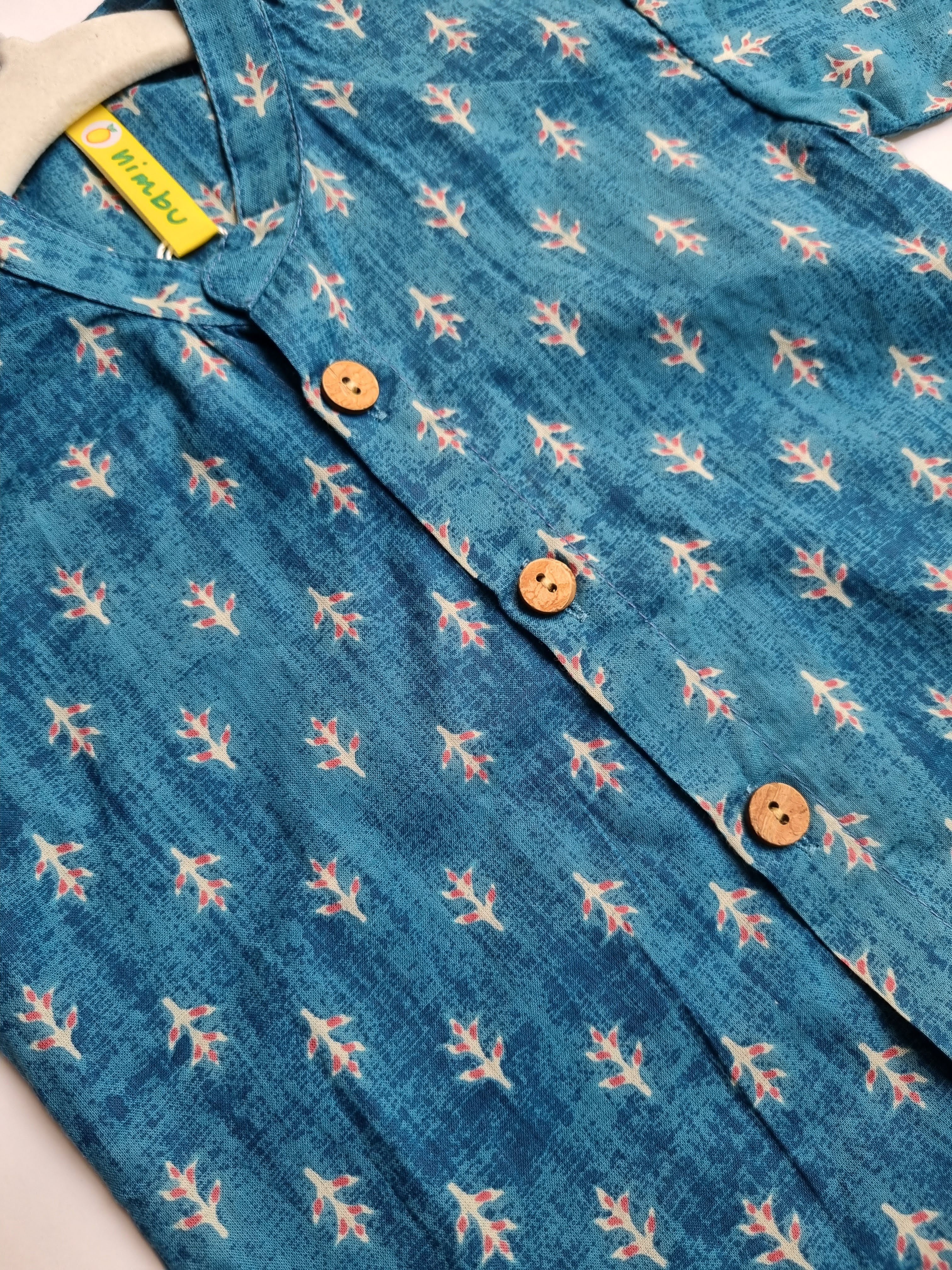 Nimbu Pattern Blue Shirt