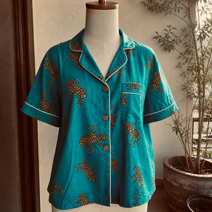 ViryaByUrbi 3-Pc Cotton PJ Shorts Set - Teal Blue