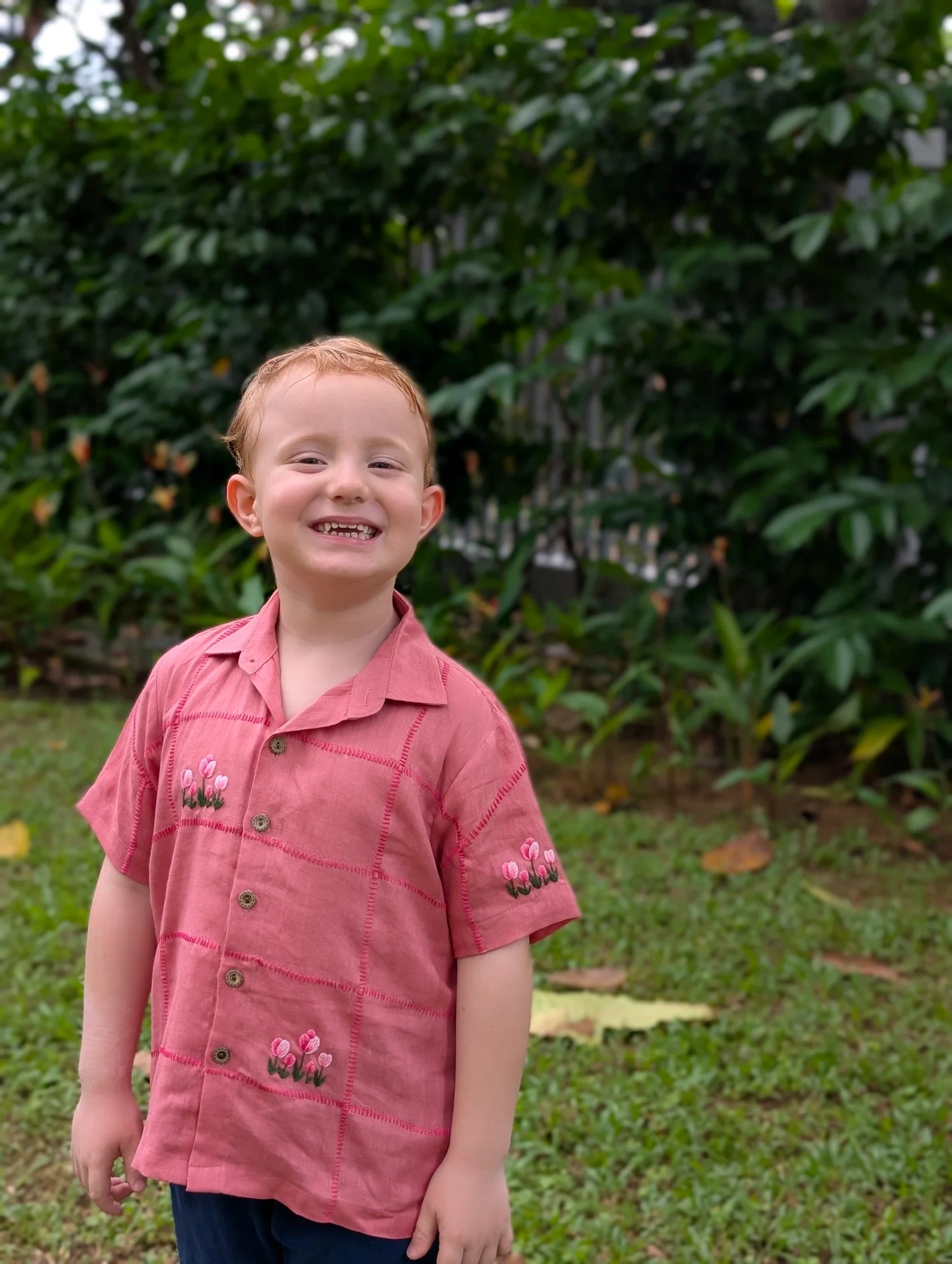 The Purestitch Pink tulip boys shirt