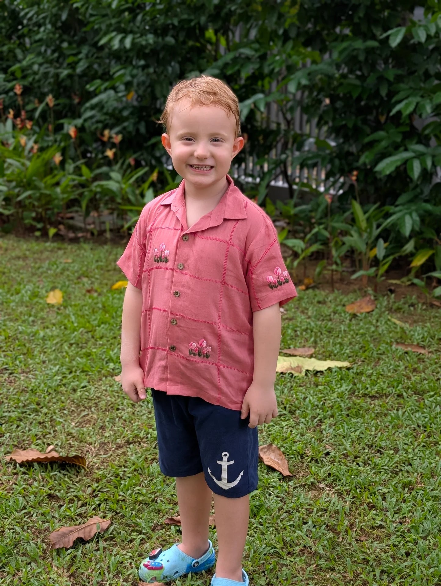 The Purestitch Pink tulip boys shirt