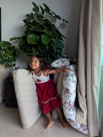 The Purestitch Red and White Festive Dreams Floral Dress