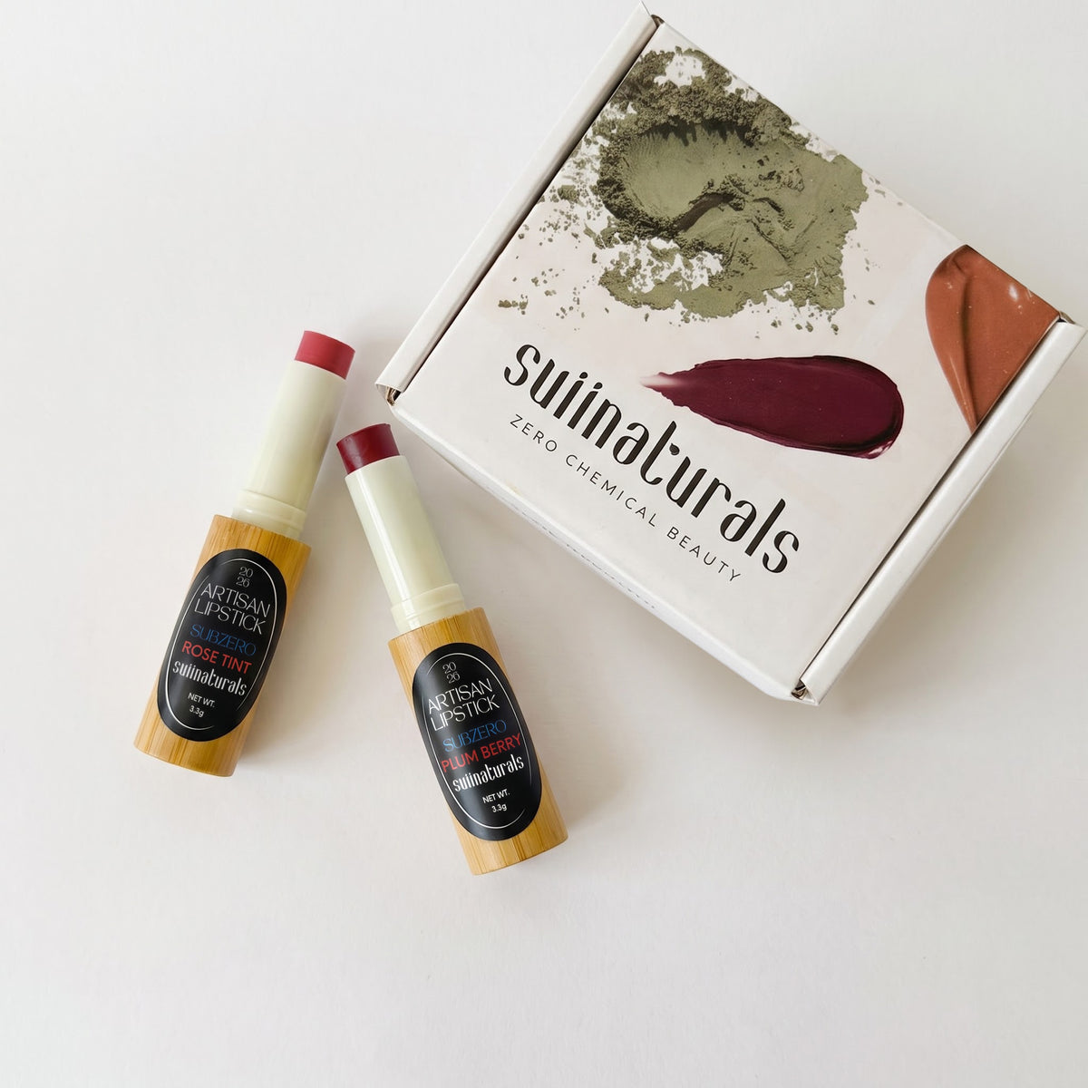 Suiinaturals Plum Berry Lipstick and Rose Tint Set