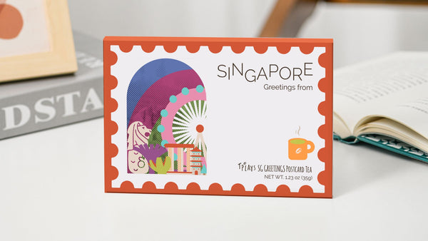 TPlays Singapore Greetings Postcard Tea (Stamp Design) | Gifting | The Green Collective SG