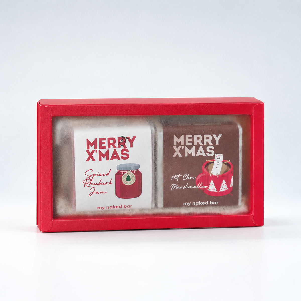 My Naked Bar Christmas Cosy Duo – Handcrafted Vegan Soap Gift Set (Red Box)