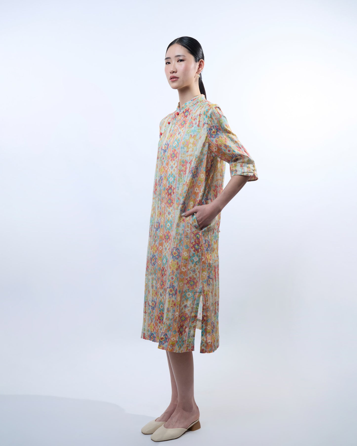 You Living Red Geometric Cheongsam Dress (Free Size)