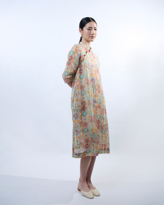 You Living Red Geometric Cheongsam Dress (Free Size)