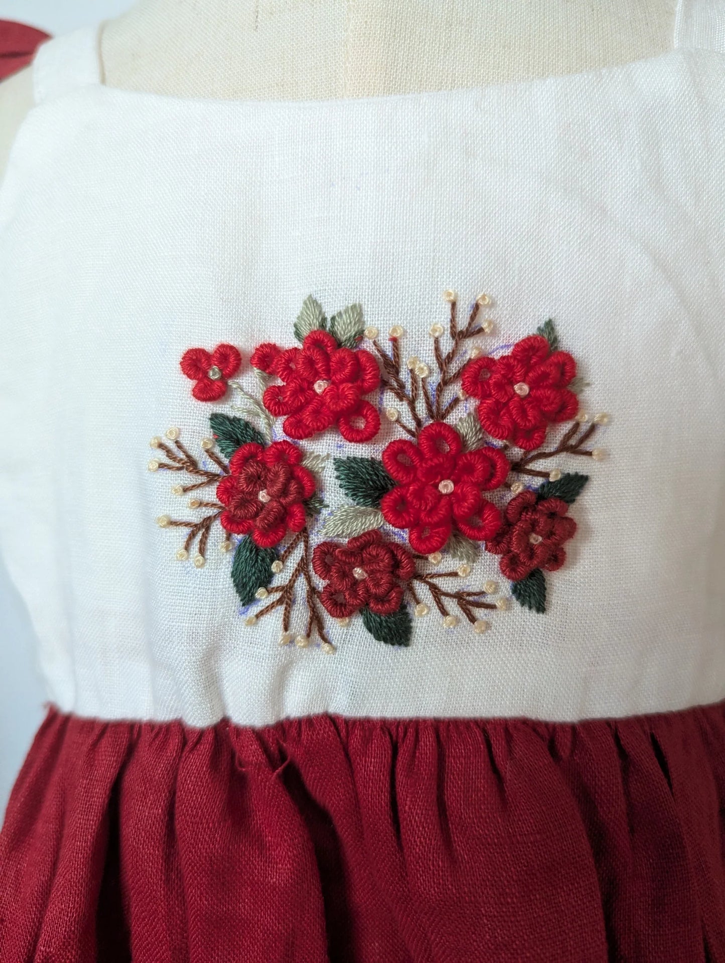 The Purestitch Red and White Festive Dreams Floral Dress