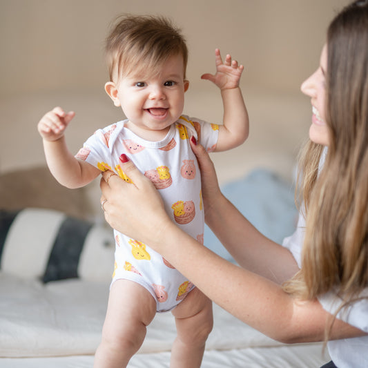 Wee Bean Organic Cotton Baby Onesie (Dim Sum) - Ultra Soft, Breathable & Stretchy Bodysuit for 0–18 Months