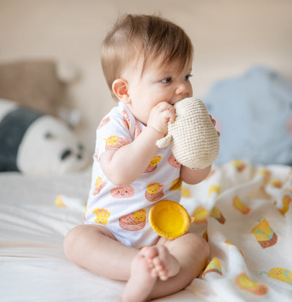 Wee Bean Organic Cotton Baby Onesie (Dim Sum) - Ultra Soft, Breathable & Stretchy Bodysuit for 0–18 Months