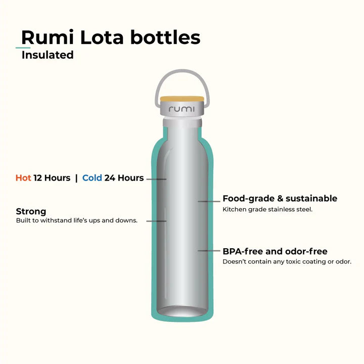 Lota Bottle – Insulated – 473 ml – Bamboo Lid - Peacock