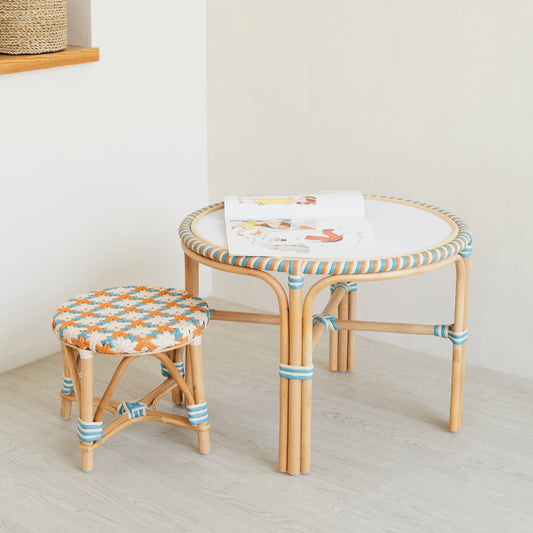 Momiji Xander Kids Rattan Stool – Pastel Weave