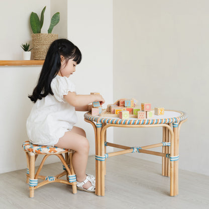 Momiji Xander Kids Rattan Stool – Pastel Weave