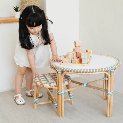 Momiji Xander Kids Rattan Stool – Pastel Weave