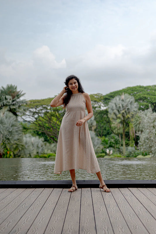 Samar Women's Halter Dress in Muslin Cotton | Women Clothes | The Green Collective SG