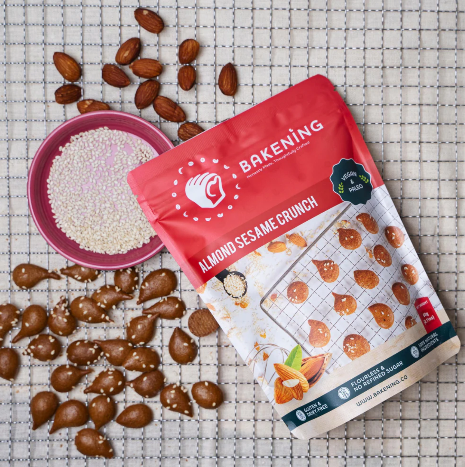 Almond Sesame Crunch by Bakening | Available at The Green Collective