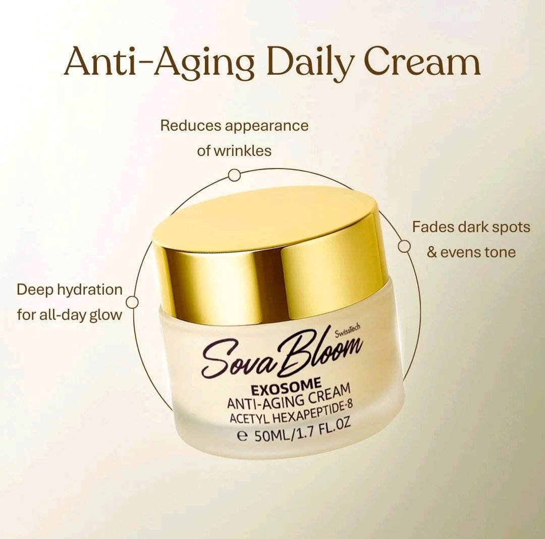 SovaBloom Exosome Anti-Aging Cream – Deep Cellular Repair Face Moisturizer for Wrinkles, Elasticity & Skin Brightening – 50ml