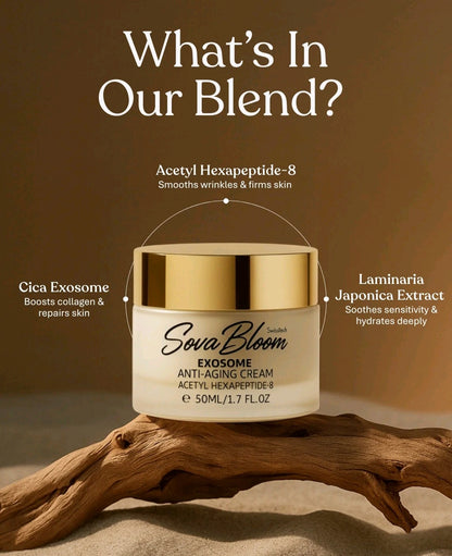 SovaBloom Exosome Anti-Aging Cream – Deep Cellular Repair Face Moisturizer for Wrinkles, Elasticity & Skin Brightening – 50ml