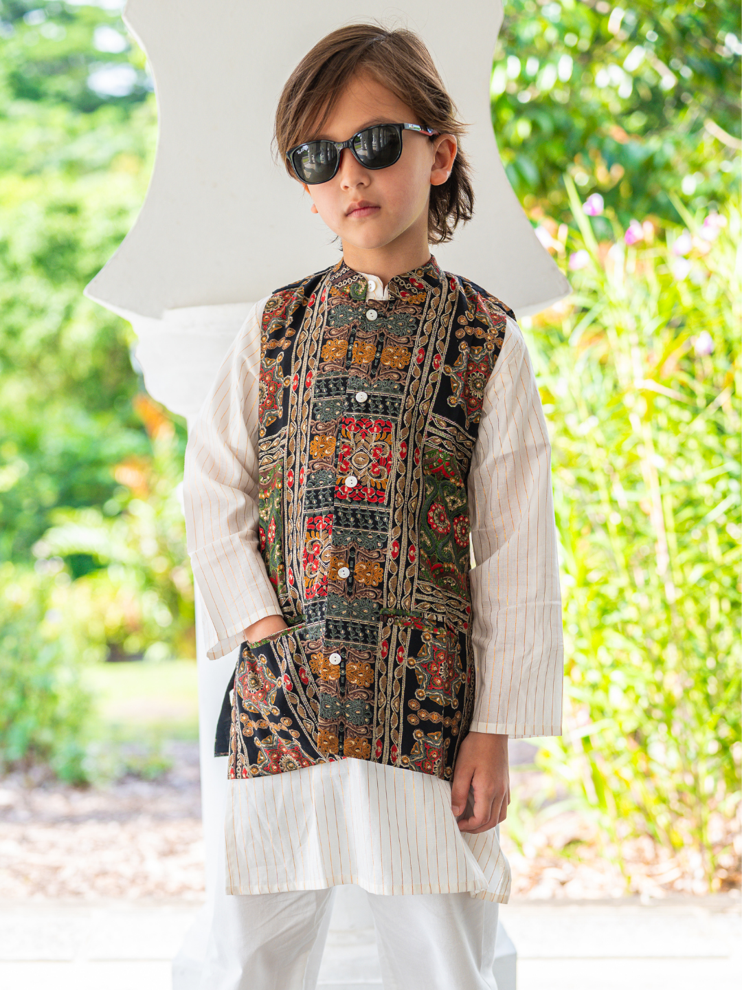 Shan Boys Muslin Cotton Kurta Pajama Jacket set