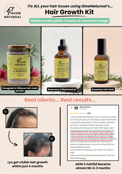 GLOWNATUREAL Rosemary & Black Seed Hair Nourishing Oil For Hair Growth, Strength & Scalp Care