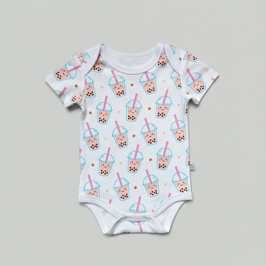 Wee Bean Organic Cotton Baby Onesie (Boba) - Soft Breathable Stretch Bodysuit for Newborns