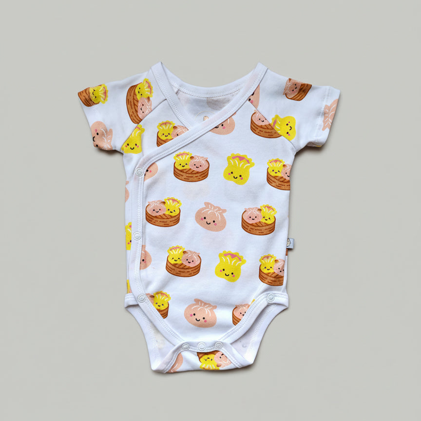 Wee Bean Organic Cotton Baby Onesie (Dim Sum) - Ultra Soft, Breathable & Stretchy Bodysuit for 0–18 Months