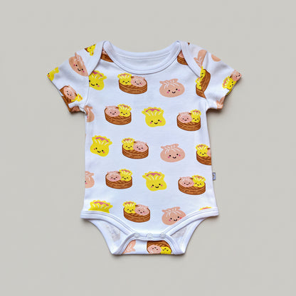 Wee Bean Organic Cotton Baby Onesie (Dim Sum) - Ultra Soft, Breathable & Stretchy Bodysuit for 0–18 Months