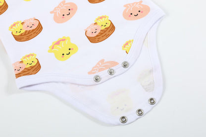 Wee Bean Organic Cotton Baby Onesie (Dim Sum) - Ultra Soft, Breathable & Stretchy Bodysuit for 0–18 Months
