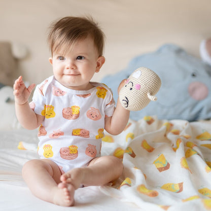 Wee Bean Organic Cotton Baby Onesie (Dim Sum) - Ultra Soft, Breathable & Stretchy Bodysuit for 0–18 Months