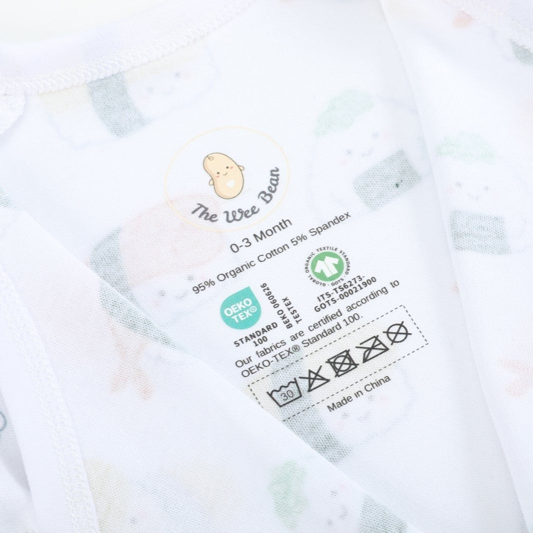 Wee Bean Organic Cotton Baby Onesie (Sushi) - Ultra Soft, Breathable & Stretchy Bodysuit
