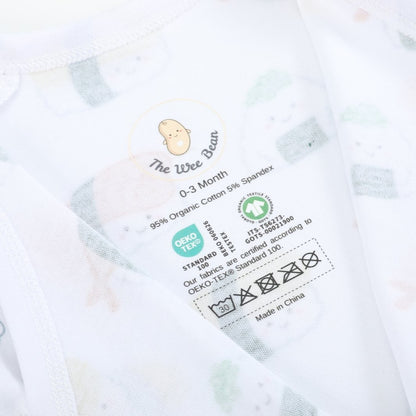 Wee Bean Organic Cotton Baby Onesie (Sushi) - Ultra Soft, Breathable & Stretchy Bodysuit