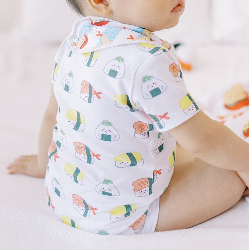 Wee Bean Organic Cotton Baby Onesie (Sushi) - Ultra Soft, Breathable & Stretchy Bodysuit