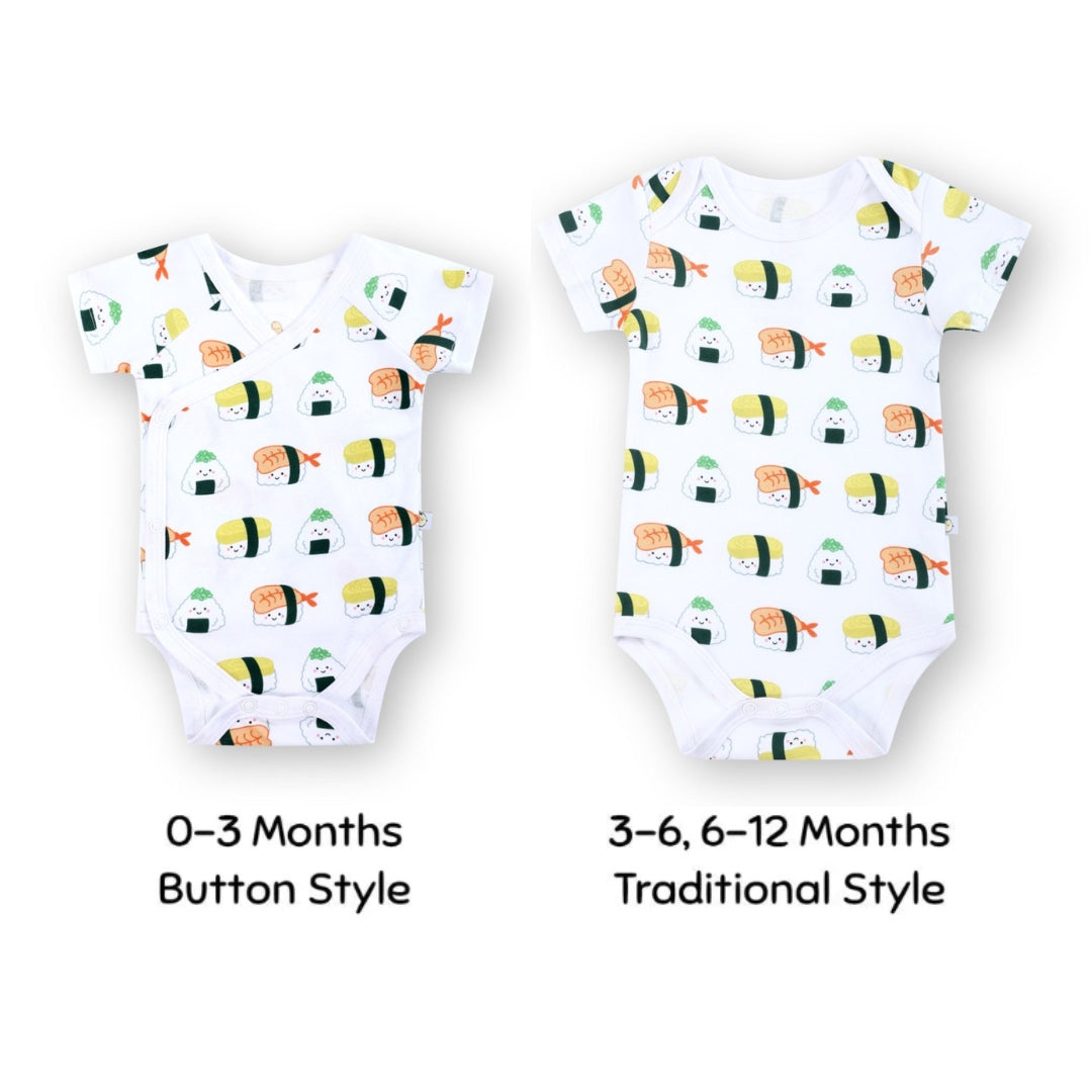 Wee Bean Organic Cotton Baby Onesie (Sushi) - Ultra Soft, Breathable & Stretchy Bodysuit
