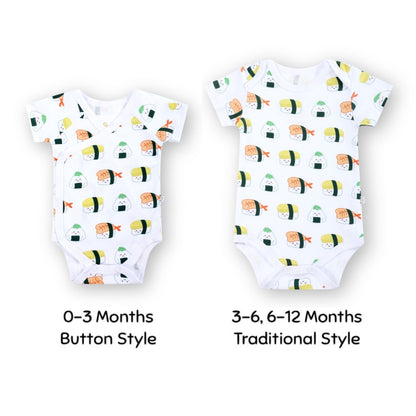 Wee Bean Organic Cotton Baby Onesie (Sushi) - Ultra Soft, Breathable & Stretchy Bodysuit