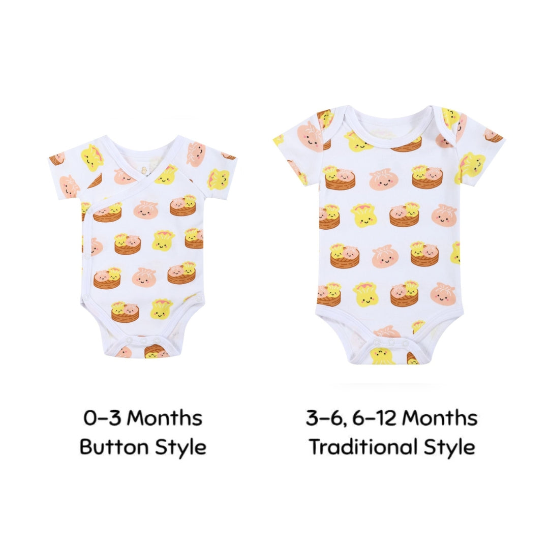 Wee Bean Organic Cotton Baby Onesie (Dim Sum) - Ultra Soft, Breathable & Stretchy Bodysuit for 0–18 Months