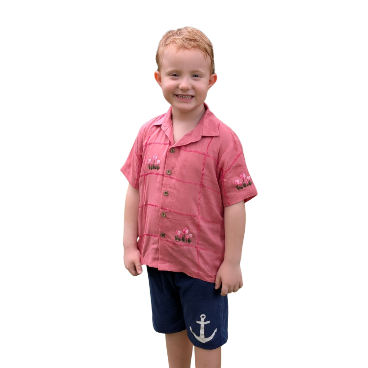The Purestitch Pink tulip boys shirt