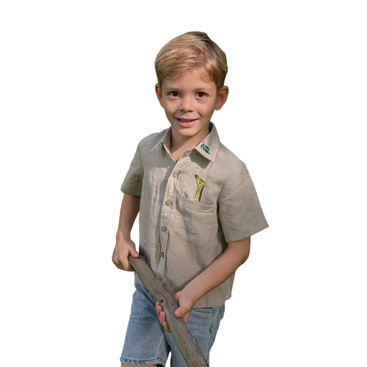 The Purestitch Giraffe Stories 100% Pure Linen Shirt