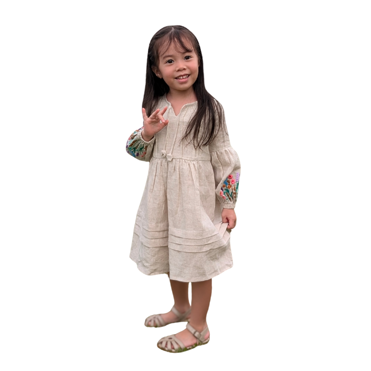 The Purestitch Whimsy Blossom Neutral Shirt for Girls & Mom