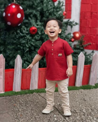 Purestitch Red Dumpster Truck Shirt for Boys