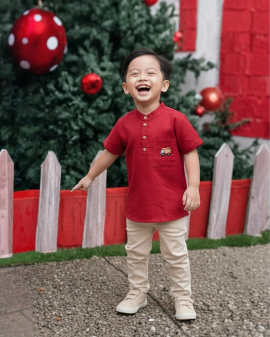 Purestitch Red Dumpster Truck Shirt for Boys