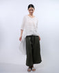 You Living V-neck Linen Long Top in White (Free Size)