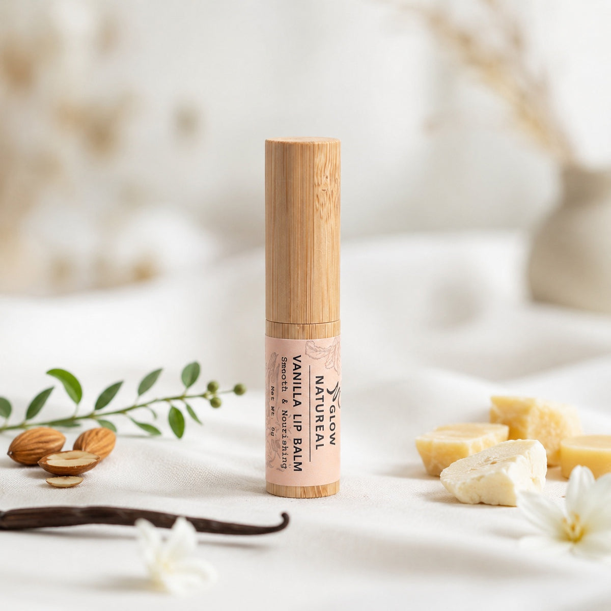 Glownatureal Vanilla Lip Balm  - Nourishing & Hydrating Lip Care with Cocoa Butter & Vitamin E