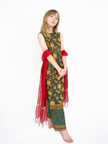 Vanya Floral Girls Kurti & Palazzo Set in Cotton