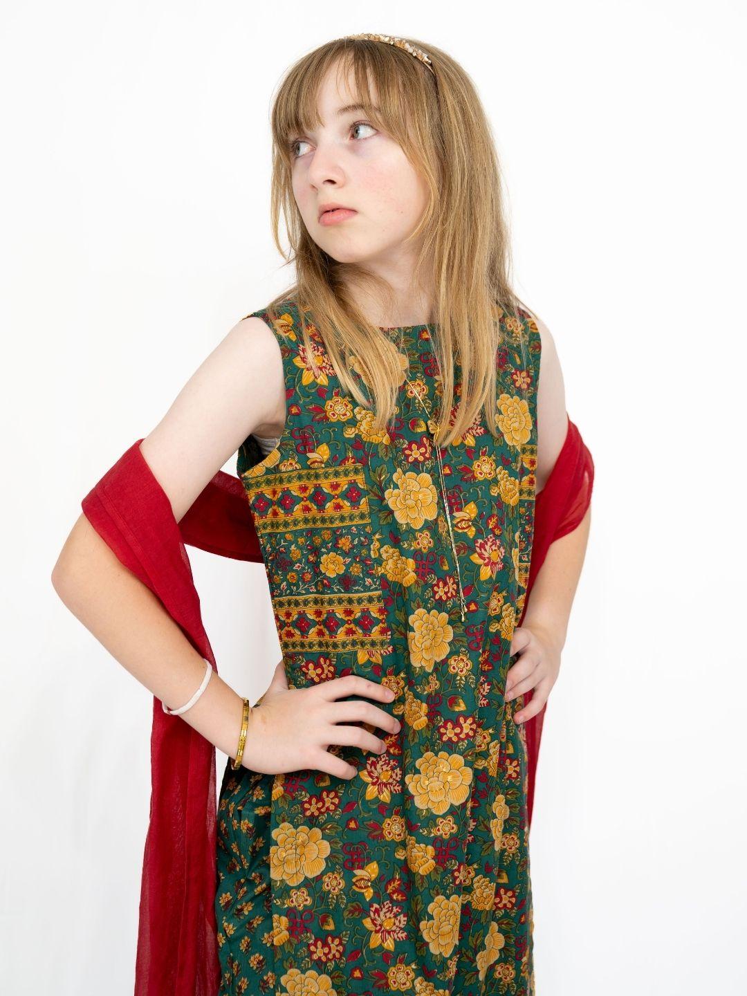 Vanya Floral Girls Kurti & Palazzo Set in Cotton