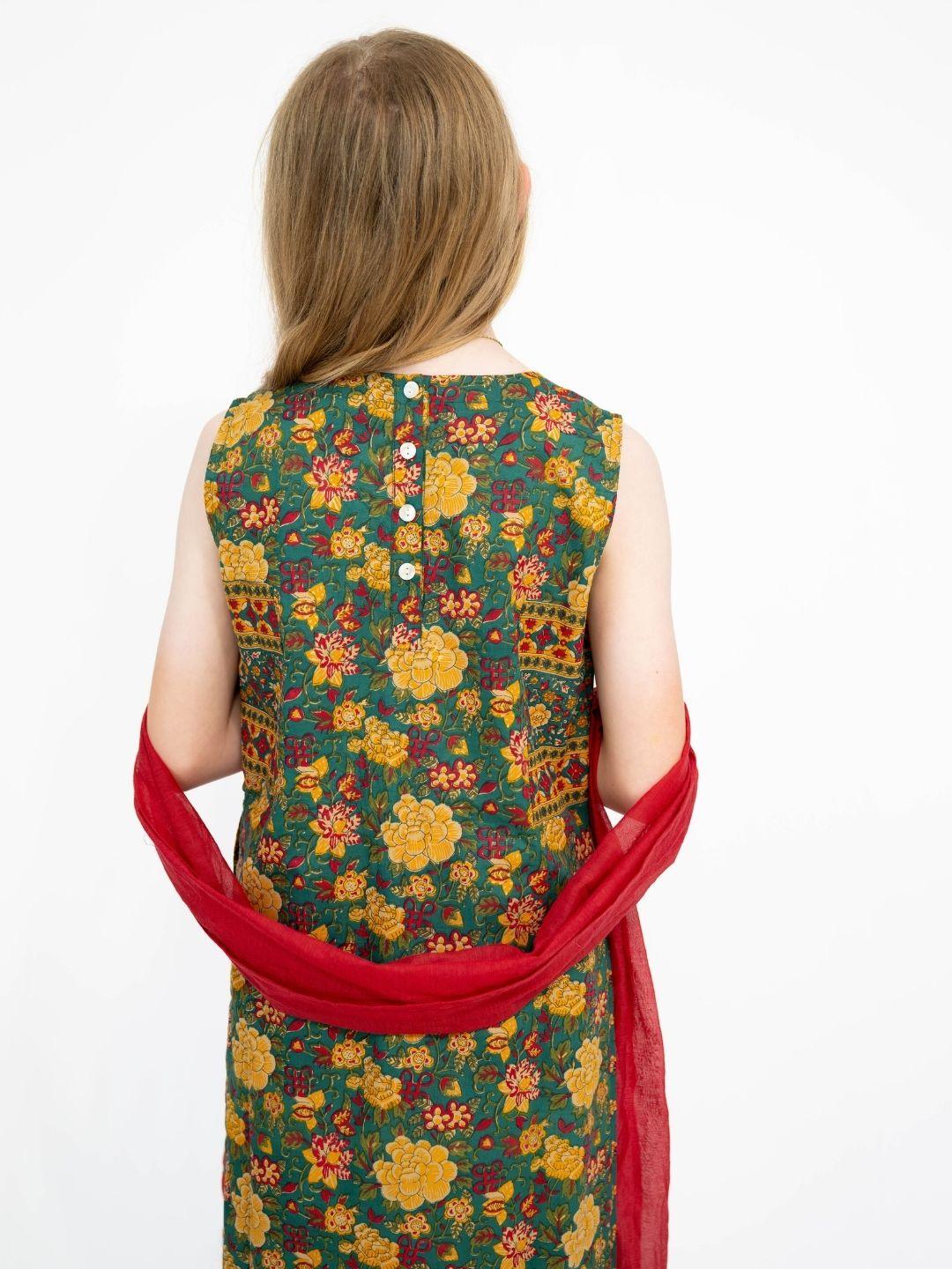 Vanya Floral Girls Kurti & Palazzo Set in Cotton