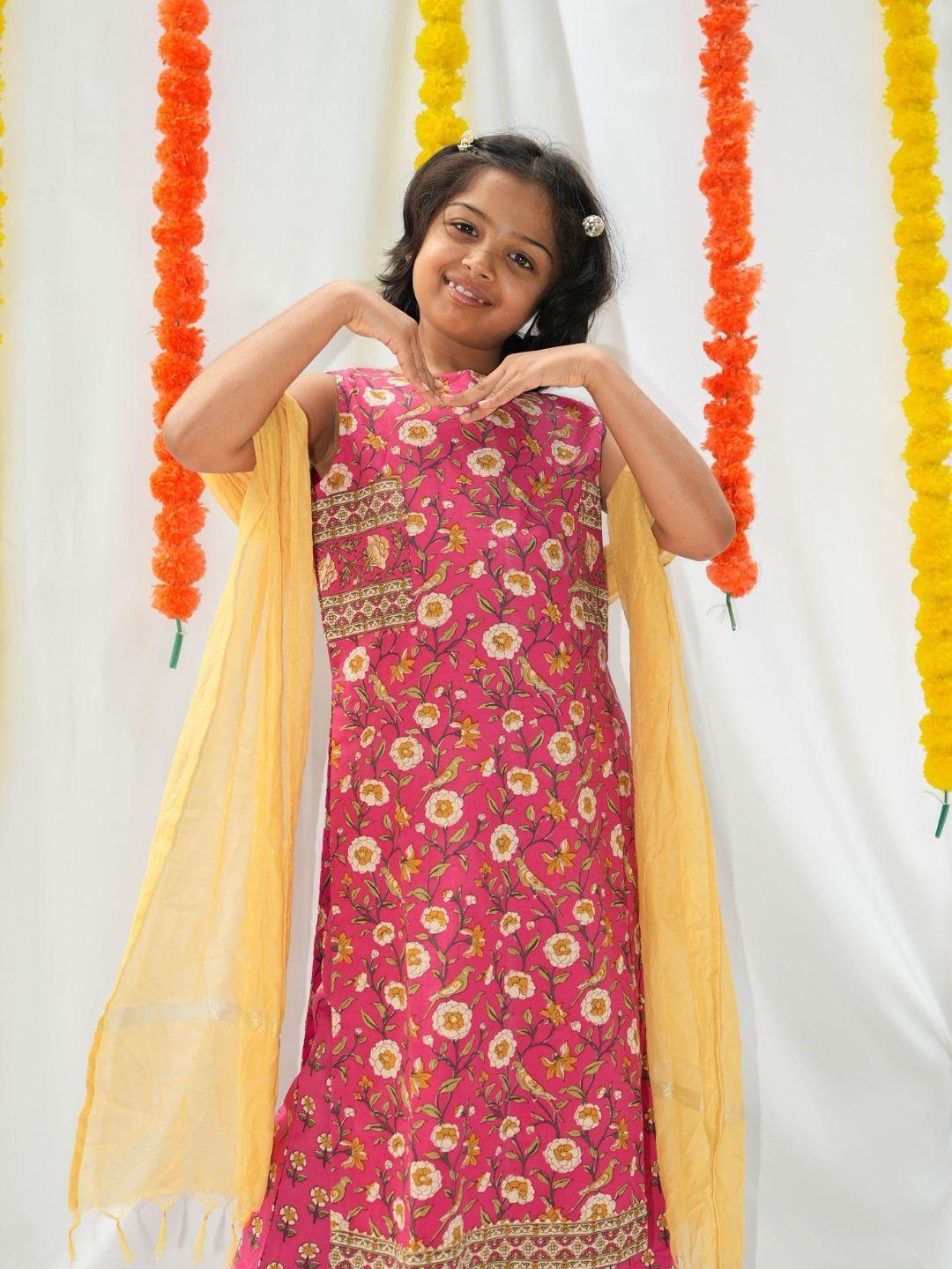 Vanya Floral Girls Kurti & Palazzo Set in Cotton